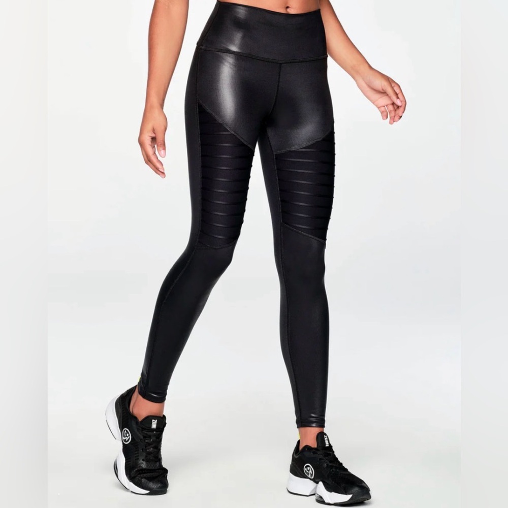 Zumba Black Shiny Moto Leggings